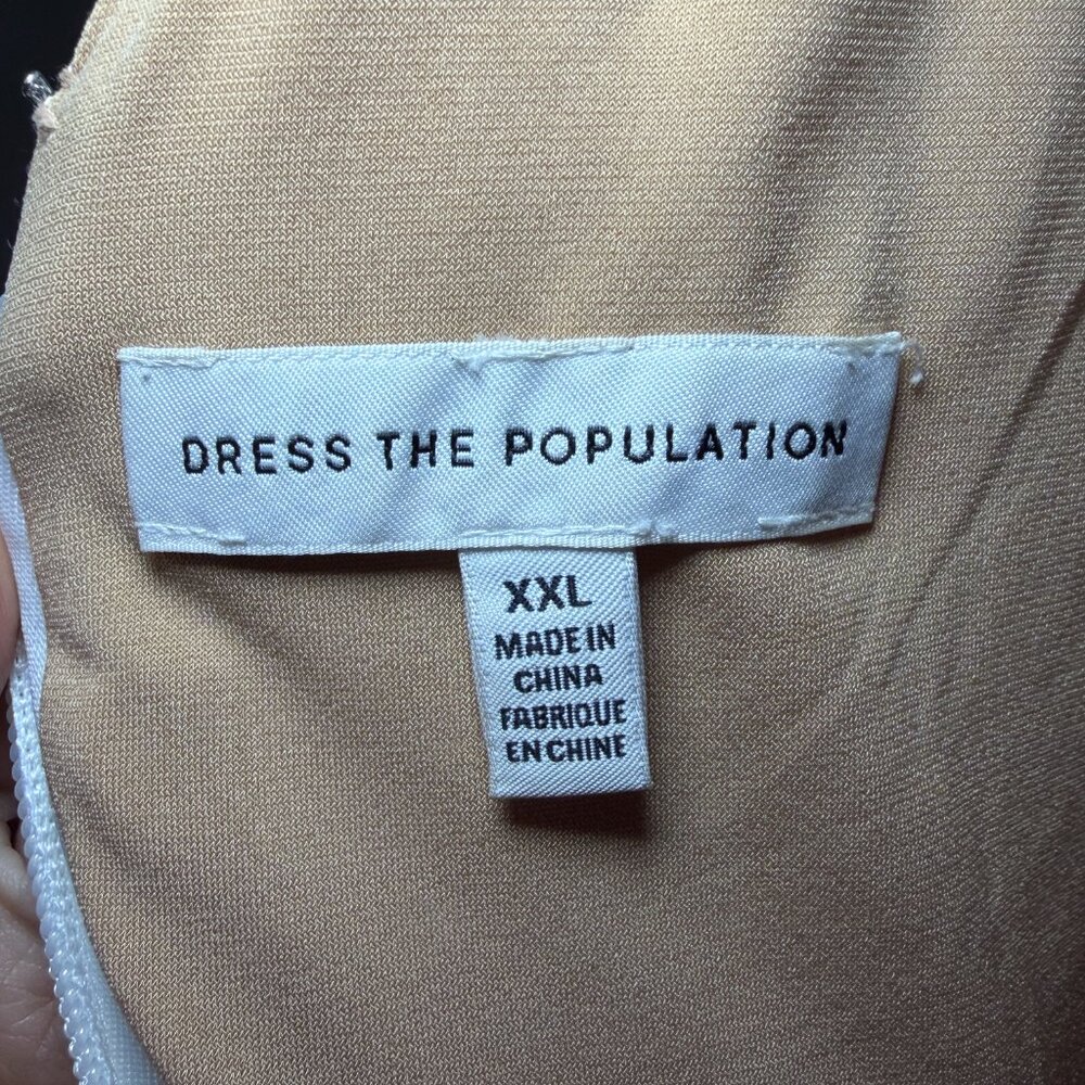Dress the Population Emery White Sequined Scoop Back Midi Dress - Picture 9 of 9
